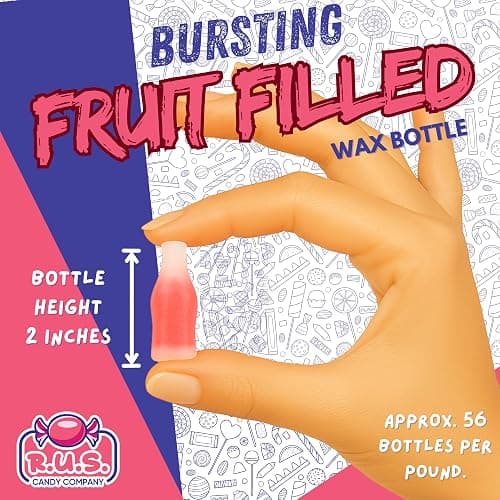 Old-Fashioned Wax Bottle Candy – 1/2 Lbs Bulk Pack – 5 Fruity Flavors (Lemon, Blue Raspberry, Orange, Cherry, Green Apple) – Retro Candy Drinks for Parties, Kids, and Nostalgic 90's Buffet (Half Pound) thumbnail 5