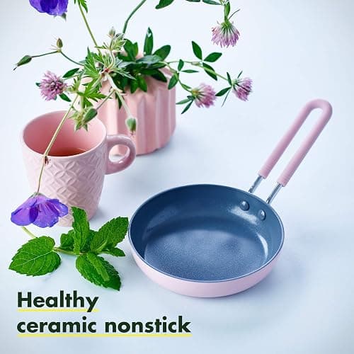 GreenPan Mini Healthy Ceramic Nonstick, 5" Round Egg Pan, PFAS-Free, Dishwasher Safe, Stay Cool Handle, Pink thumbnail 3