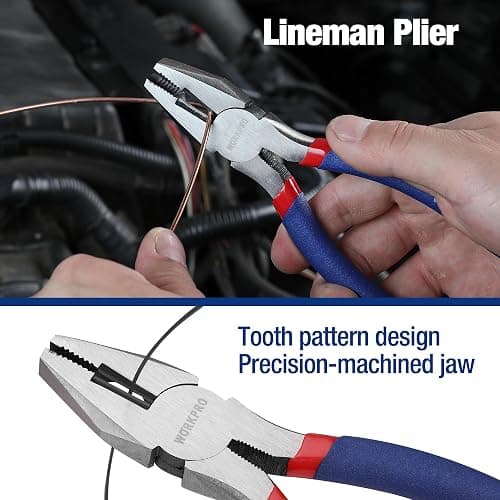 7-Piece WORKPRO Pliers Set with Groove Joint, Long Nose, Slip Joint, Linesman, and Diagonal Pliers for DIY & Home Use thumbnail 5