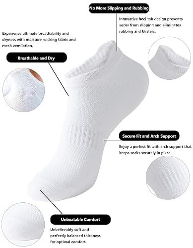 ACCFOD Womens Ankle Socks Athletic Running Low Cut Socks With Tab 6 Pairs thumbnail 2