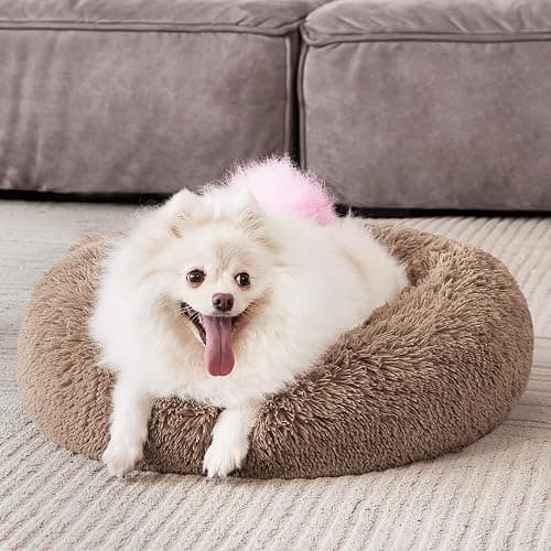 MIXJOY Orthopedic Dog Bed Comfortable Donut Cuddler Round Pet Beds Ultra Soft Washable Dog and Cat Cushion (20''/23''/30'') (23'', Brown) thumbnail 7