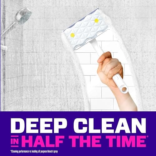 Mr. Clean Magic Eraser Shower & Tub Scrubber, Bathroom Cleaner, All in One Bathroom Cleaner, Lemon Starter Kit, 1 Scrubber & 2 Foaming Magic Erasers thumbnail 2
