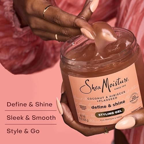 SheaMoisture Define & Shine Styling Gel + Flaxseed Coconut&Hibiscus Hydrates,Holds Your Style All Day Infused With Glycerin,Coconut Oil an Invigorating Sweet Scent ParabenFree Frizz Control Gel 15OZ - 15 Ounce (Pack of 1) thumbnail 5