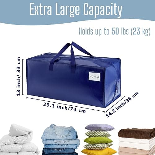 VENO 10 Pack Heavy Duty Moving Bags with Backpack Straps, Zippers & Handles, Extra Large Packing Bags for College Dorm Essentials, Moving Supplies Alternative to Cardboard Moving Boxes thumbnail 2