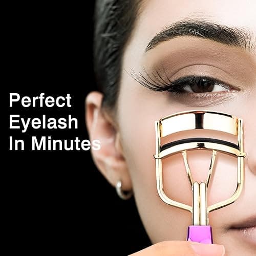 Luxspire Eyelash Curler with 4Pcs Refill Pads, Professional Handle Eye Lash Curler Iron Curling Clip Beauty Makeup Tool Fits All Eye Shapes, Rose Red thumbnail 2