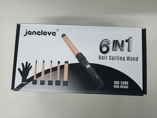 janelove Hair Curler, Curling Wand,6 in 1 Hair Iron Set for Long/Short Hair, with 5 Interchangeable Ceramic Barrel,Include Large/Small Curlers,with Heat Resistant Glove thumbnail 12