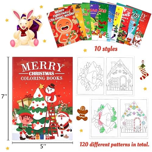 90shine 54Pcs Christmas Coloring Books for Kids: Xmas Goodie Bags Stuffers Stockings Gifts Party Favors Fun Holiday Supplies thumbnail 3