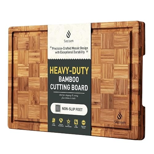 Bamboo Cutting Board Non Slip Heavy Duty Over Sink Wooden Wood Cutting Board for Kitchen Chopping Board Edge Grain Teak Smart Marble Flexible Round Stone Metal - Image 1