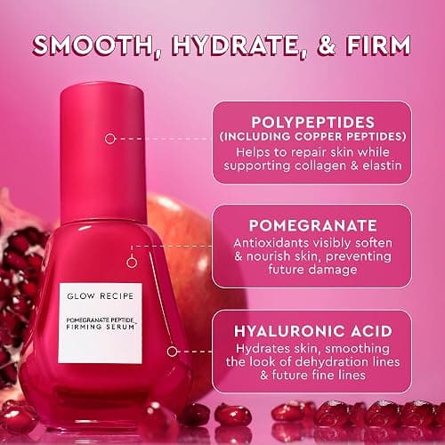 Glow Recipe Pomegranate Copper Peptides Face Serum - Plumping, Firming Multi Peptide Anti Aging Serum for Women & Men + Hydrating Hyaluronic Acid to Smooth Lines, Support Collagen & Skin Elastin, 30ml thumbnail 2