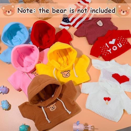 Fuyamp 10 Pcs Bear Clothes Tee Doll Clothes Bear Hoodie Sweater Fit 14-18 Inches Bears Include Cute Clothes Glasses Hat Kawaii Plush Doll Clothes DIY Bear Toy thumbnail 4