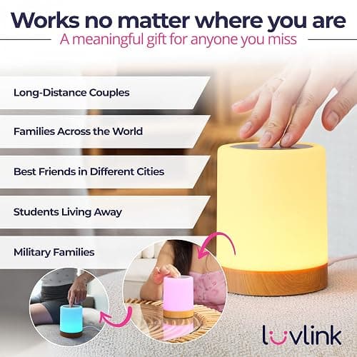 LuvLink Friendship Lamp v2.0 - Long Distance WiFi Touch Lamps for Couples, Friends & Family | Stay Connected from Anywhere – Easy App Setup – No Subscription (Set of Two) thumbnail 8
