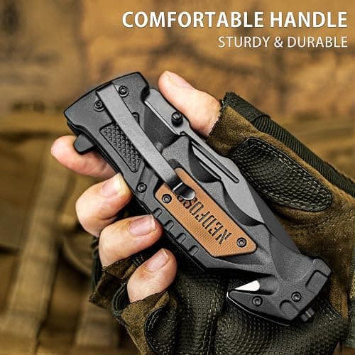 NedFoss Pocket Folding Knife DA75, 3 in 1 Pocket Knife for Men, Survival Knife with Liner-Lock Belt Clip, Seat Belt Cutter, Glass Breaker, Hunting knife for Camping Hiking thumbnail 5