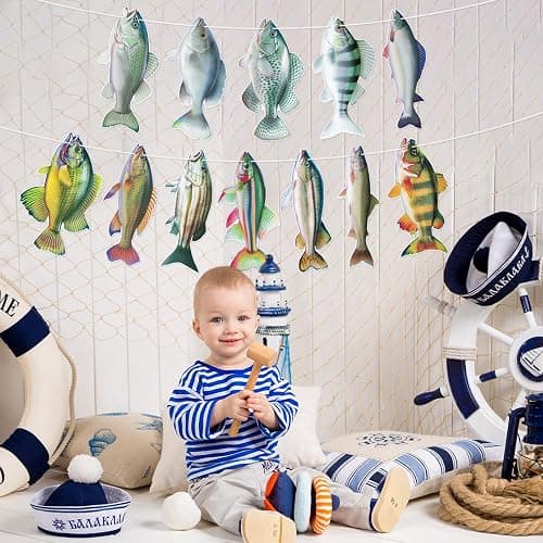 Abilat Gone Fishing Hanging Banner Fish Birthday Party Decorations for Kids Adults Bass Fishing Tournament Supplies Fish Themed Party Supplies Under The Sea Decor thumbnail 8
