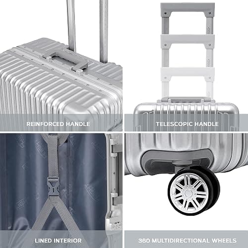 Flight Knight Premium Travel Suitcase - 8 Spinner Wheels - Built-in Side Lock Lightweight Aluminium Frame, ABS Hard Shell Carry on Check in Luggage Highly Durable - Approved for Over 100 Airlines thumbnail 4