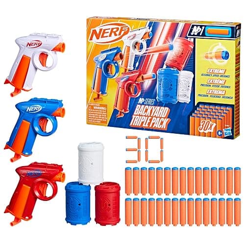 Nerf N Series Backyard Triple Pack, Includes 3 Flex Blasters, 3 Targets, 30 N1 Darts, Christimas Stocking Stuffer Gifts, Ages 8+ (Amazon Exclusive) thumbnail 3