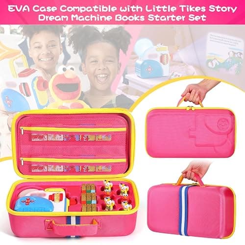 Hard Carrying Case Fits for Little Tikes Story Dream Machine Books Starter Set, Large Protective Travel Container Case for Storytime Audio Play Real for Littles Character Collection, Pink (Box Only) thumbnail 6