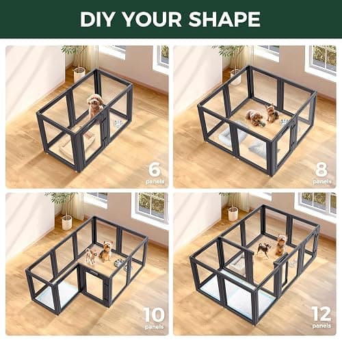 FXW AuraSpace Acrylic Indoor Dog Playpen for Puppies and Small Dogs, 24 Inch, 12 Panels, Black thumbnail 5