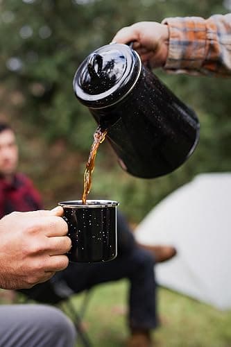 Stansport Enamel 8-Cup Percolator Coffee Pot and 4-Mug Set - Heavy-Duty Campfire Coffee Maker with 12oz Mugs - Percolator Stem Included - Double Baked Enamelware for Camping, Hiking, RV & Cabin thumbnail 6