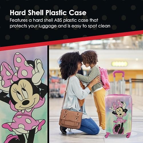 FUL Disney Minnie Mouse 21 Inch Kids Carry On Luggage, Hardshell Rolling Suitcase with Spinner Wheels, Pink thumbnail 6
