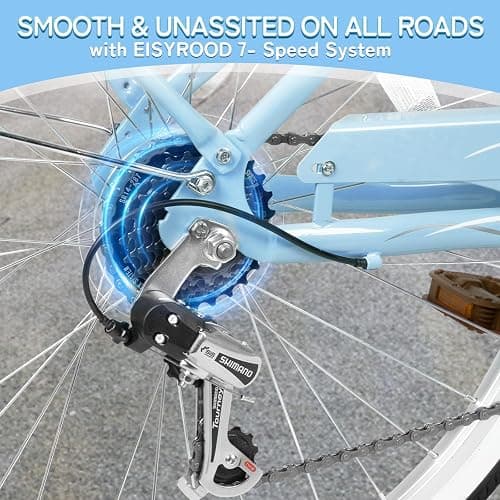 EISYROOD 26 Inch Beach Cruiser Bike for Women, Hybrid Womens Bike with 7 Speed, Adjustable Seat, Lightweight Women Beach Cruiser Bike with Anti-Skid Tires, V-Brakes thumbnail 4