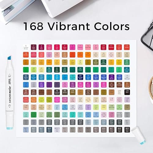 SAVZJSD 168 Colors Alcohol Markers, Dual Tip Markers for Kids or Adults in Coloring, Painting(Fine & Broad) thumbnail 2