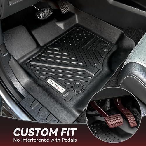 YITAMOTOR Floor Mats Fit for 2007-2013 Chevrolet Silverado/GMC Sierra 1500&2007-2014 Silverado/Sierra 2500 HD/3500 HD Crew Cab, TPE All Weather Floor Liners, 1st & 2nd Row Mats Set Accessories, Black thumbnail 4