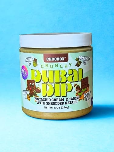 Chocbox Viral Dubai Dip – Pistachio Cream & Tahini with Shredded Crispy Kataifi or Cookie Butter with Shredded Crispty Kataifi – Sweet & Savory Spread – Crunchy Dessert Dip (8oz, Pistachio) thumbnail 4