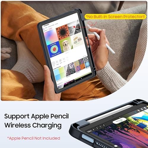 Fintie Shockproof Case for iPad Air 11-inch M3 (2025) / M2 (2024), iPad Air 5th (2022) / 4th Generation (2020) 10.9 Inch - Slim Frosted Hard Cover with Multi-Angle Kickstand & Pencil Holder, Black thumbnail 5