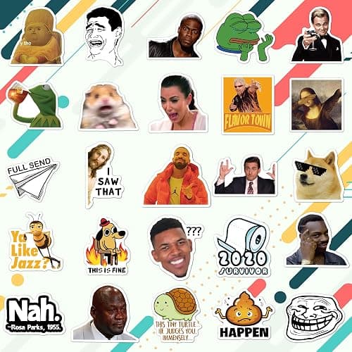 220PCS Funny Meme Stickers Pack for Laptop, Trendy Vinyl Sticker for Computer, Phones, macbooks (Waterproof) thumbnail 4