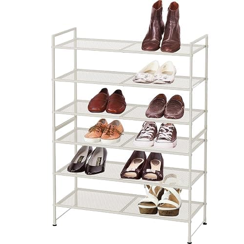 Simple Houseware 3-Tier Stackable Mesh Shoe Rack, White thumbnail 5