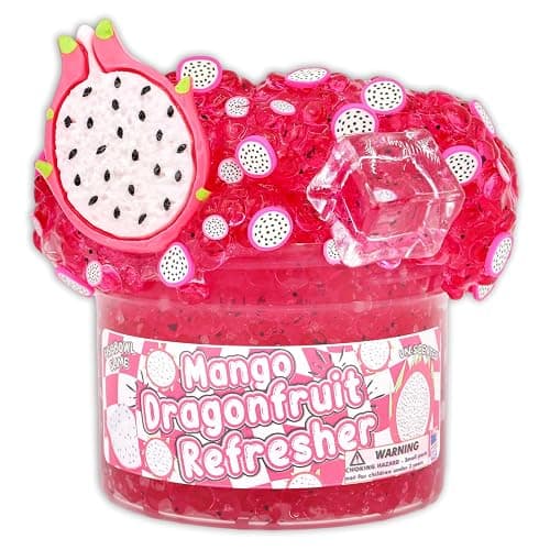 Mango Dragonfruit Refresher (8oz) - Fishbowl Bead Slime - Handmade in USA - Dope Slimes Pink thumbnail 2