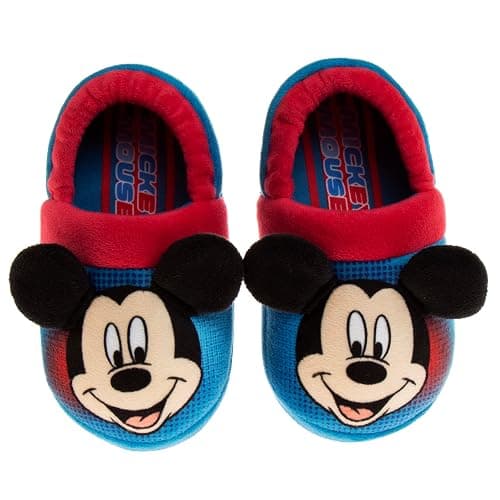 Disney Boys’ Mickey Mouse Cozy Plush Fuzzy Non-Slip Non-Skid Slippers for Boys (Toddler/Little Kid) - Image 1