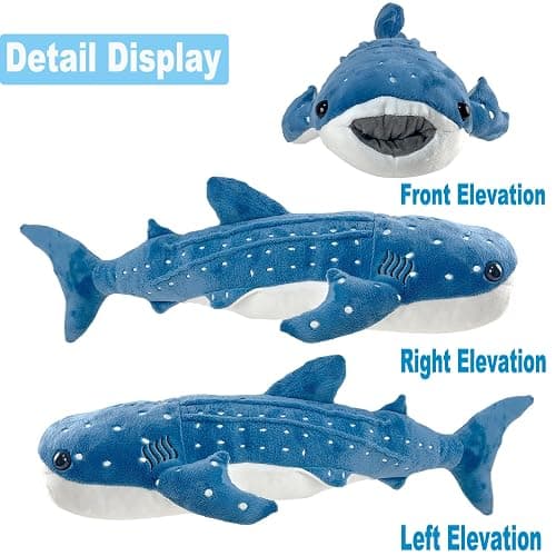 Mukouxun Giant Whale Shark Plush Pillow Toy - Realistic Big Stuffed Animal thumbnail 8