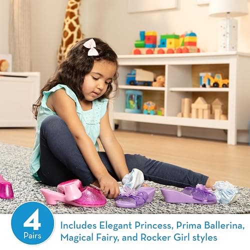 Melissa & Doug Role Play Collection - Step in Style! Dress-Up Shoes Set (4 Pairs), Multicolored, 11" x 12" x 4.5" Packaged thumbnail 3