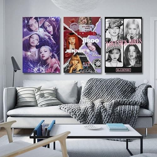 BELNQDHPO A Set Of 3 Blackpink Poster Music Vintage Kpop Korean Girl Group Für Zimmer, Ästhetische Leinwand-Wandkunst, Schlafzimmer-Dekor Posters 08x12inch(20x30cm)-3pcs thumbnail 3