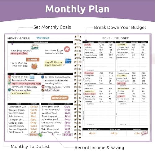 Budget Planner - Monthly Budget Book with Expense Tracker Notebook, Undated Bill Organizer & Finance Planner to Take Control of Your Money, 2025-2026 Account Book to Manage Your Finances-Lavender thumbnail 3