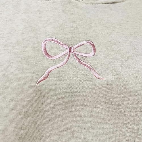 Embroidery Hoodies Women Cute Bowknot Graphic Preppy Pullover for Teen Girl Oversized Long Sleeve Hood Sweatshirt thumbnail 7