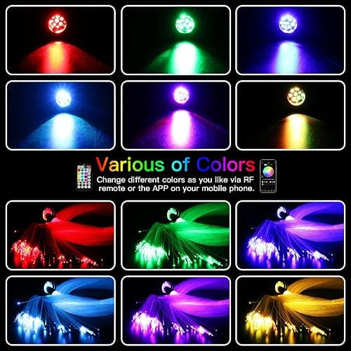 AZIMOM 16W Twinkle & Sound Activate 500pcs*0.03in*9.8ft Fiber Optic Starlight Headliner Kits for Car Home Star Ceiling Sky Decoration, APP& Remote Control Light Engine End Glow Fiber thumbnail 4