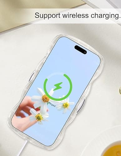 Jusy Compatible with iPhone 11 Case with Wavy Edge, Cute White Cross Pattern Mirror Curly Phone Cases, Shockproof Hard PC & Soft TPU Bumper Protection Cover for Women Girls-Cross Pattern thumbnail 5