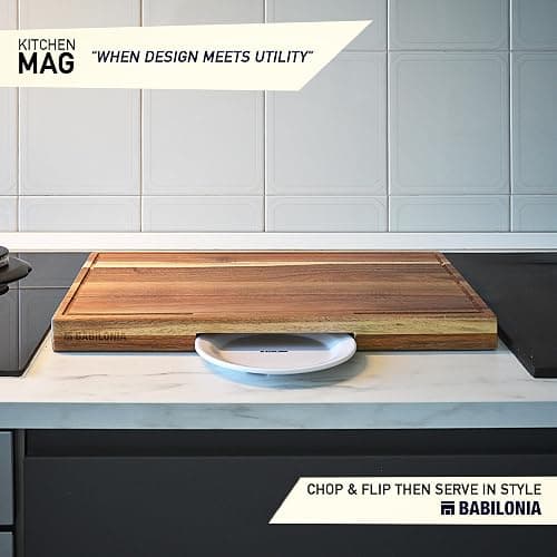 Acacia Wood Cutting Boards for Kitchen, Wooden Chopping Board for Meat, Cheese and Charcuterie Boards with Handles (ExtraThick 1.6"). Premium Quality Butcher Block (Oil bottle & Plate included) thumbnail 3