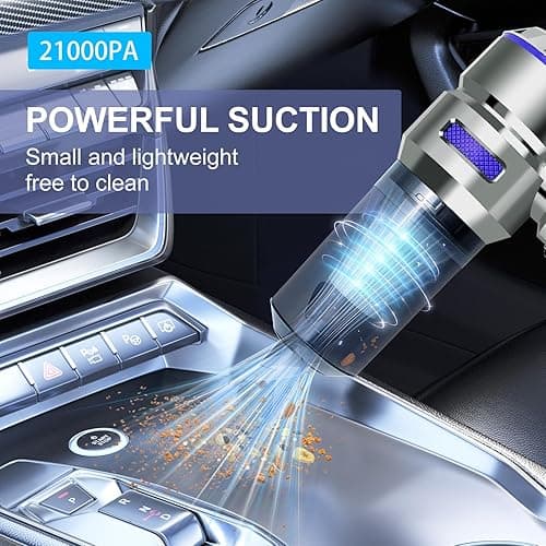 Handheld Vacuum Cordless, 21000Pa Wireless Handheld Car Vacuum Cleaner Strong Suction, 4 in 1 Mini Vacuum Portable Cordless, 100W High Power Brushless Motor & Air Duster for Car, Home, Gifts (Blue) thumbnail 4