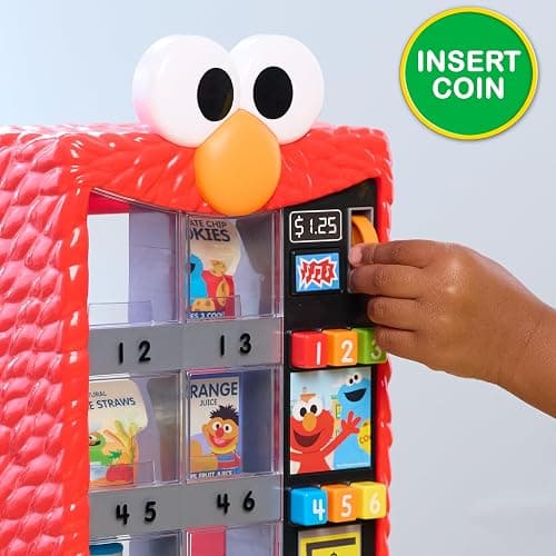 Sesame Street Elmo’s Sesame Snacks Vending Machine Toy by Just Play | 6 Play Snacks, 3 Coins, Music, Phrases, Interactive Pretend Play, Learning Toy, Ages 2 and Up thumbnail 4