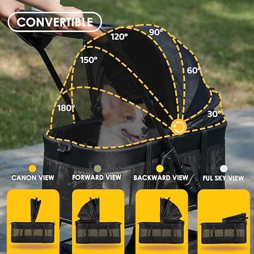 Zoosky 3 in 1 Pet Stroller with Removable Carrier, Folding Stroller for Small/Medium Dogs and Cats, Waterproof, All-Terrain, with Sun Shades, Car Seat thumbnail 2
