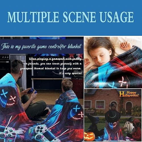 jvycjlu Gaming Throw Blanket, Boys Girls Gaming Blankets, Gaming Blanket for Boys Gifts for The Ultimat Gaming for Kids Teens Son Husbands Men Boyfriends Sofa Bedroom thumbnail 7