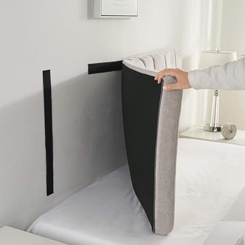 Nestl Upholstered Twin Headboard - Easy Assemble Channel Stitched Headboard Twin Size - Wall Mounted Headboards with 3D Soundproof Wall Panels Peel & Stick Floating Headboards, Silver thumbnail 9