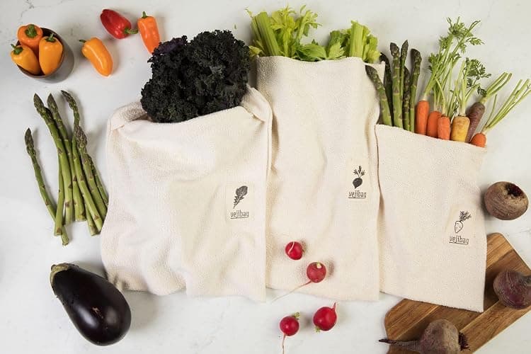 VEJIBAG Variety Pack | Certified Organic Cotton Vegetable Crisper Bags | Made in USA | 3 Bags-Standard, Large,Extra Large | Plastic Free thumbnail 5