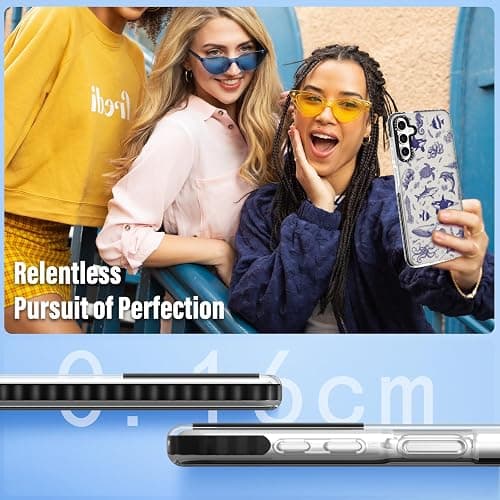 Boaretiu Cute Kawaii Case for Samsung Galaxy A15 5G Phone Case with Kickstand - Fashion 360° Sticky Rotate Ring Holder Design for Women Girls Girly for Samsung Galaxy A15 5G Case, Sea Fish thumbnail 6