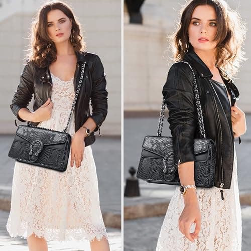 MYHOZEE Crossbody Bags for Women - Snake Printed Clutch Purses Leather Chain Shoulder Bags Evening Handbags thumbnail 2