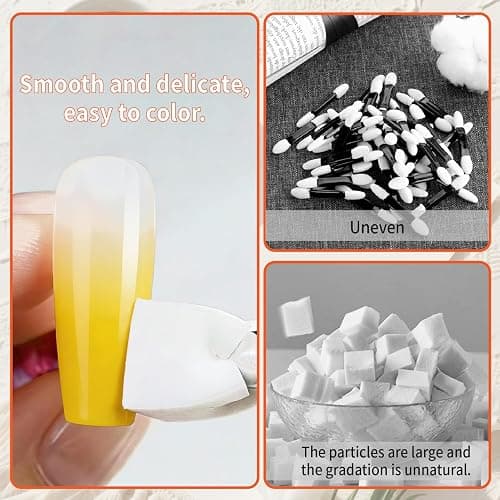 CllyCnny 200Pcs Nail Sponges for Ombre:Soft Nail Art Sponges With Grabbing Pen for Gradient Ombre Blush Chrome Design Effects,Professional Accessories Supplies for Home and Salon Use thumbnail 3