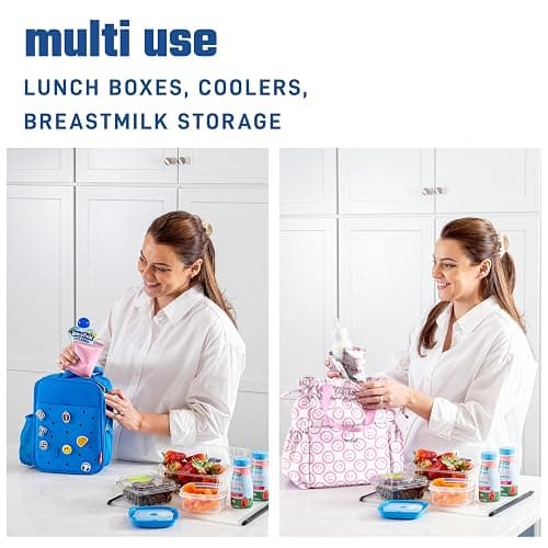Fit & Fresh Cool Coolers 2 Pack Soft Ice for Lunch Bags, Flexible Stretch Nylon, Durable, Reusable Lunch Box Ice Packs, Soft Ice, Reusable Freezer Packs, Lunch Ice, Easy to Clean, Pink Bows thumbnail 5